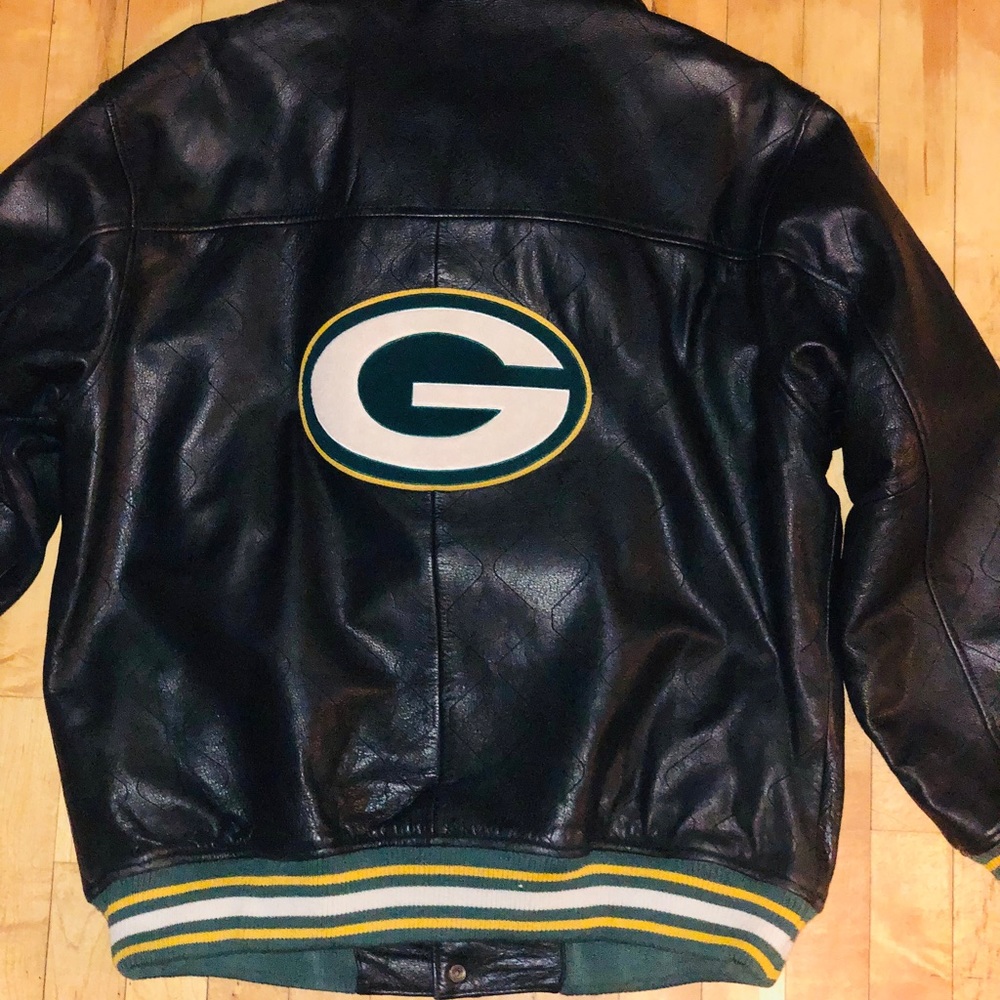 🔥Authentic black leather NFL Packers zipup jacket - Picture 2 of 5
